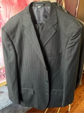 Men's Charcoal Pinstripe Suit Jacket